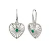 Charlotte's Web Jewellery Women's Heart Rays Silver Statement Earrings - Green Onyx In Green
