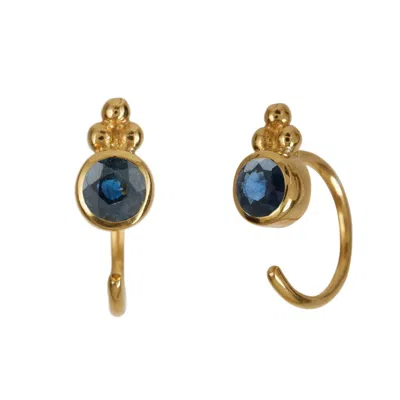 Charlotte's Web Jewellery Women's Holi Jewel Gold Vermeil Stud Hoop Earrings - Sapphire