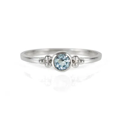 Charlotte's Web Jewellery Women's Holi Jewel Silver Stacking Ring - Blue Topaz