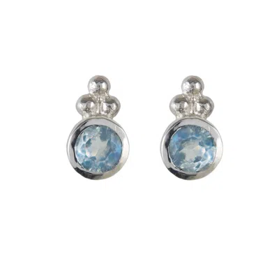 Charlotte's Web Jewellery Women's Holi Jewel Silver Stud Earrings - Blue Topaz
