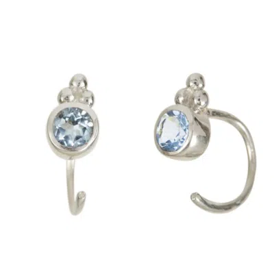 Charlotte's Web Jewellery Women's Holi Jewel Silver Stud Hoop Earrings - Blue Topaz