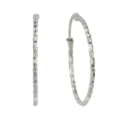 Charlotte's Web Jewellery Women's Jodhpur Silver Hammered Hoop Earrings