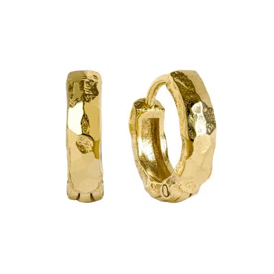 Charlotte's Web Jewellery Women's Lakshmi Gold Hammered Huggie Hoop Earrings