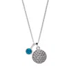 Charlotte's Web Jewellery Women's Lakshmi Hammered Disc Silver Necklace With Turquoise Charm In Silver