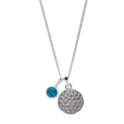 Charlotte's Web Jewellery Women's Lakshmi Hammered Disc Silver Necklace With Turquoise Charm