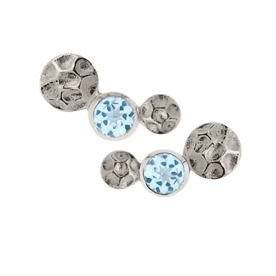 Charlotte's Web Jewellery Women's Lakshmi Silver Stud Earrings - Blue Topaz