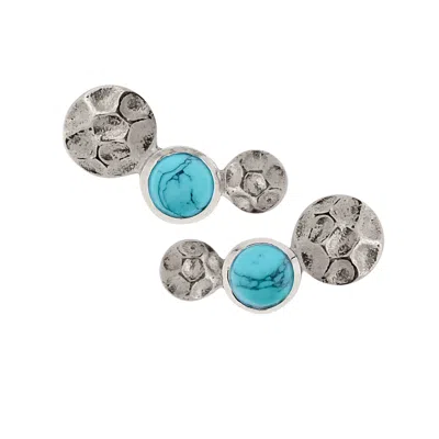 Charlotte's Web Jewellery Women's Lakshmi Silver Stud Earrings - Turquoise