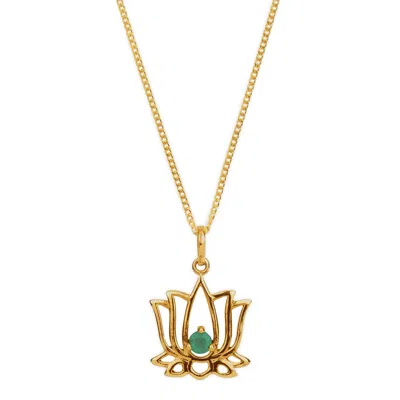 Charlotte's Web Jewellery Women's Lotus Flower Gold Vermeil Necklace - Green Onyx