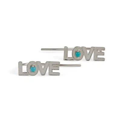 Charlotte's Web Jewellery Women's Love Rocks Silver Ear Climber Earrings - Turquoise