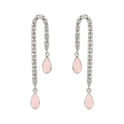 Charlotte's Web Jewellery Women's Maharani Love Silver Statement Earrings - Rose Quartz