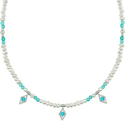 Charlotte's Web Jewellery Women's Mughal Love Silver Beaded Necklace - Pearl & Apatite