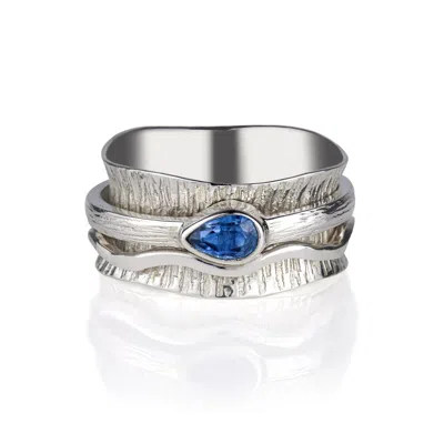 Charlotte's Web Jewellery Women's Nature Ocean Silver Spinning Ring - Kyanite