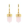 Charlotte's Web Jewellery Women's Open Heart Crystal Gold Vermeil Hoop Earrings - Rose Quartz In Gold