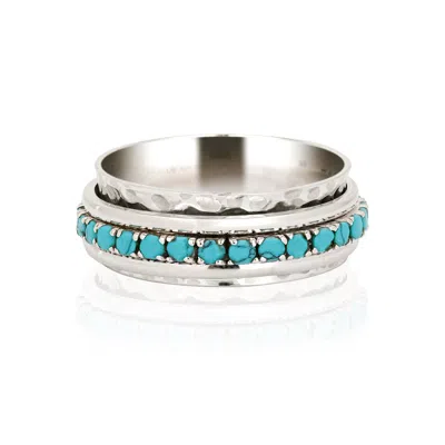 Charlotte's Web Jewellery Women's Parvati Silver Spinning Ring - Turquoise