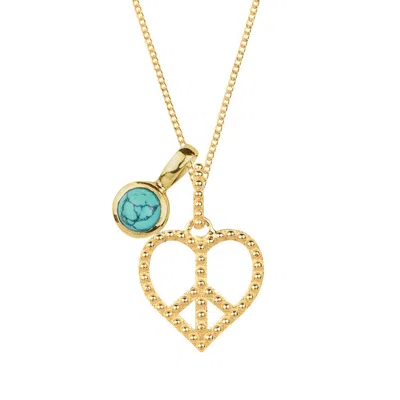 Charlotte's Web Jewellery Women's Peace Heart Gold Necklace With Turquoise Birthstone Charm