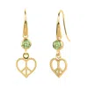 Charlotte's Web Jewellery Women's Peace Heart Gold Vermeil Drop Earrings - Peridot In Gold
