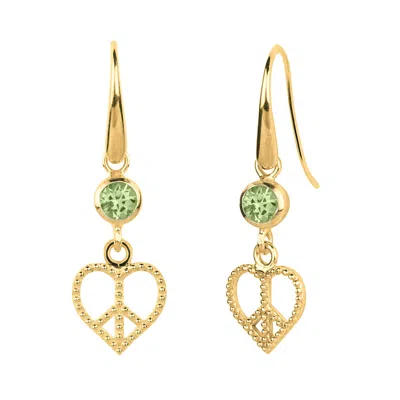 Charlotte's Web Jewellery Women's Peace Heart Gold Vermeil Drop Earrings - Peridot