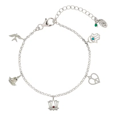 Charlotte's Web Jewellery Women's Peace, Love And Freedom Silver Charm Bracelet