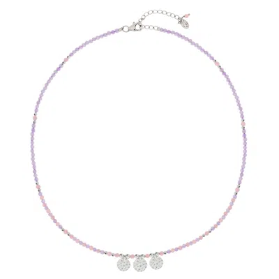 Charlotte's Web Jewellery Women's Pink / Purple Ibiza Sunset Silver Beaded Necklace - Amethyst & Pink Quartz