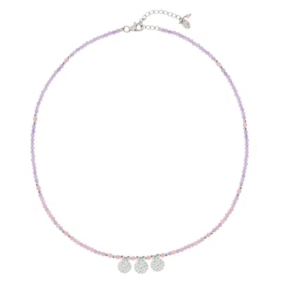 Charlotte's Web Jewellery Women's Purple Ibiza Sunset Silver Beaded Necklace - Amethyst & Pink Quartz