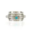 Charlotte's Web Jewellery Women's Rajput Serenity Silver Spinning Ring - Turquoise & Pearl In Silver