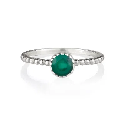 Charlotte's Web Jewellery Women's Rawa Silver Stacking Ring - Green Onyx