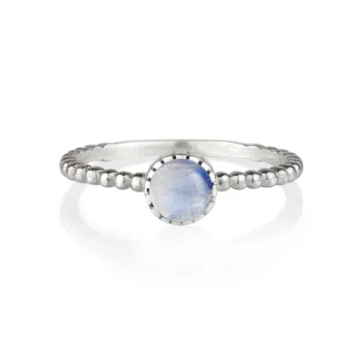 Charlotte's Web Jewellery Women's Rawa Silver Stacking Ring - Moonstone In Gray