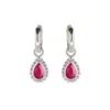 Charlotte's Web Jewellery Women's Red / Silver July Birthstone Sterling Silver Huggie Hoops - Ruby