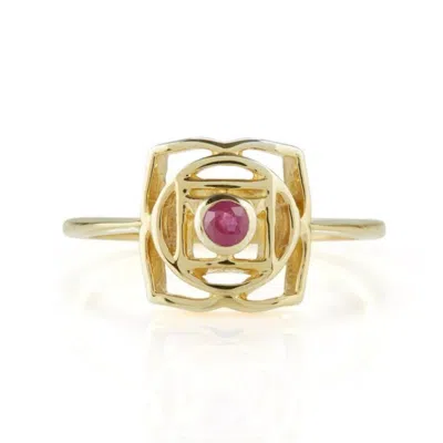 Charlotte's Web Jewellery Women's Root Chakra Gold Vermeil Ring - Ruby In Burgundy