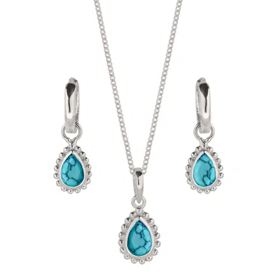Charlotte's Web Jewellery Women's Silver / Blue December Birthstone Sterling Silver Necklace And Earring Set - Turquoise In Multi