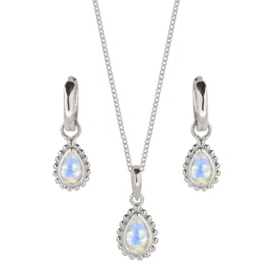 Charlotte's Web Jewellery Women's Silver / White June Birthstone Sterling Silver Necklace And Earring Set - Moonstone In Multi