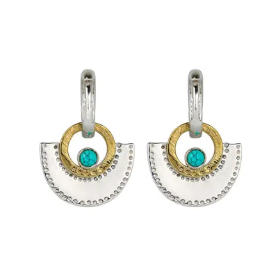 Charlotte's Web Jewellery Women's Sundar Fan Silver Huggie Hoop Earrings - Turquoise
