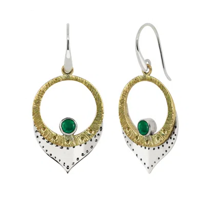 Charlotte's Web Jewellery Women's Sundar Silver Statement Earrings - Green Onyx