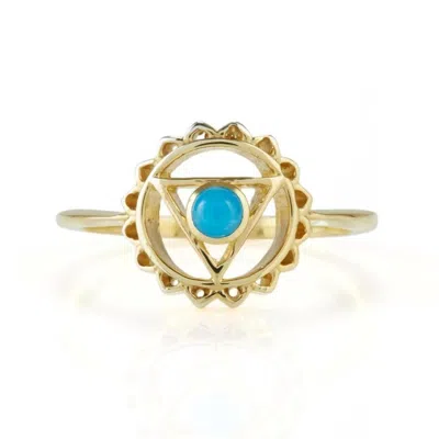 Charlotte's Web Jewellery Women's Throat Chakra Gold Vermeil Ring - Turquoise In Gray