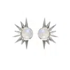 Charlotte's Web Jewellery Women's Total Eclipse Silver Statement Stud Earrings - Moonstone In Silver