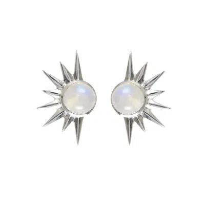 Charlotte's Web Jewellery Women's Total Eclipse Silver Statement Stud Earrings - Moonstone