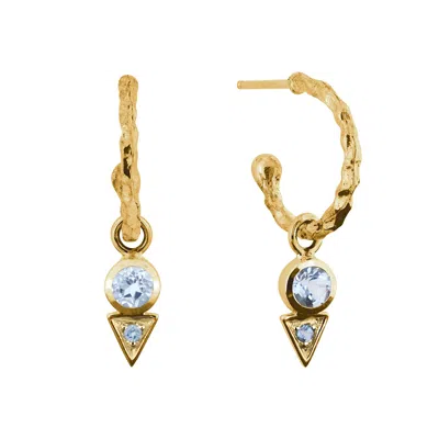 Charlotte's Web Jewellery Women's Trikona Peace Gold Vermeil Hoop Earrings - Blue Topaz