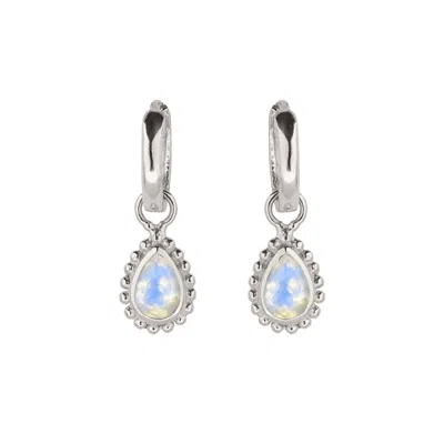Charlotte's Web Jewellery Women's White / Silver June Birthstone Sterling Silver Huggie Hoops - Moonstone