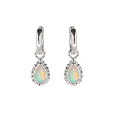 Charlotte's Web Jewellery Women's White / Silver October Birthstone Sterling Silver Huggie Hoops - Opal