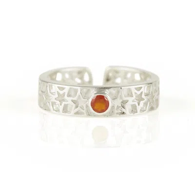Charlotte's Web Jewellery Women's Yellow Amber Star Silver Adjustable Midi Ring Or Toe Ring - Carnelian