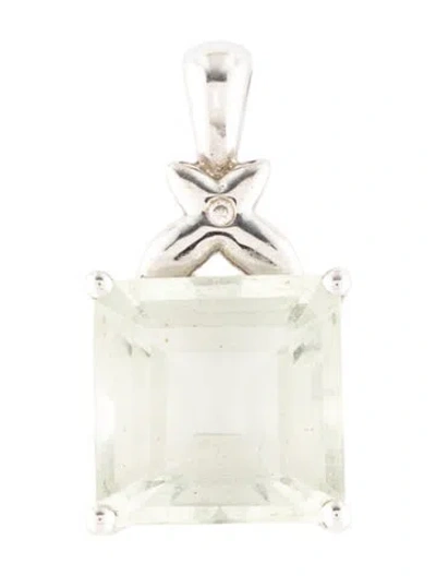 Pre-owned Charm 10k 4.00ct Prasiolite & Diamond Pendant In Multi