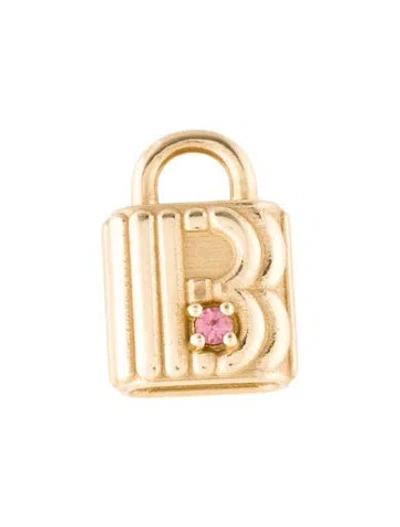 Pre-owned Charm 10k Glass Padlock  In Pink