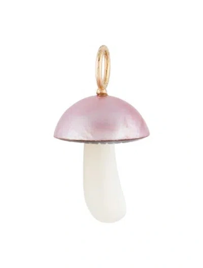 Pre-owned Charm 14k Abalone, Mother Of Pearl & Dyed Mabe Pearl Mushroom , 1" In Multi