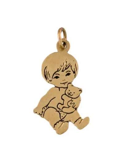 Pre-owned Charm 14k Baby W/teddy Bear  In Multi