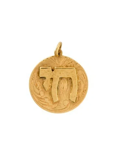 Pre-owned Charm 14k Chai Symbol Pendant , 0.75" In Multi