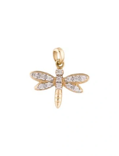 Pre-owned Charm 14k Cubic Zirconia Dragonfly  In Multi