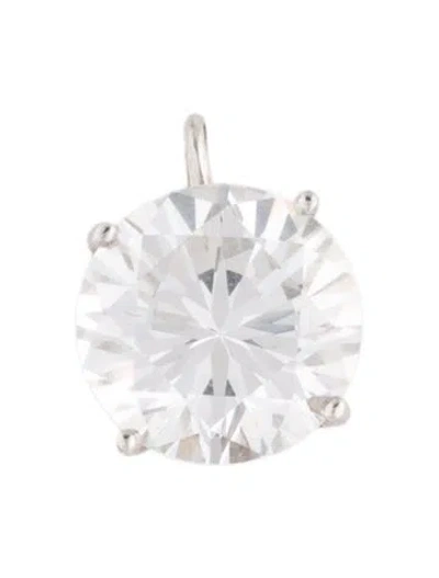 Pre-owned Charm 14k Cubic Zirconia Pendant, 0.5" In Multi