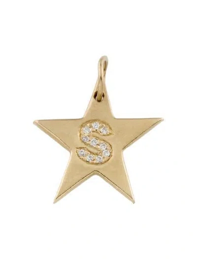 Pre-owned Charm 14k Diamond Initial 's' Star , 0.5" In Multi