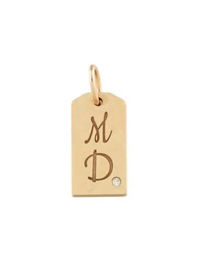Pre-owned Charm 14k Diamond Initial Tag  In Multi