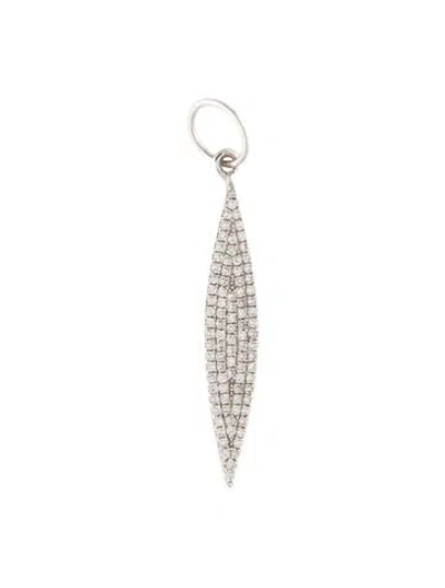 Pre-owned Charm 14k Diamond Pave Feather  In Multi